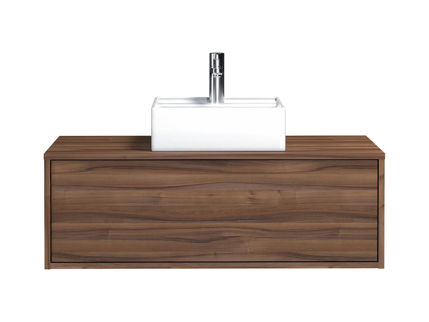Mueble de baño flotante en color natural oscuro con lavabo sencillo - 94 cm - TEANA II
