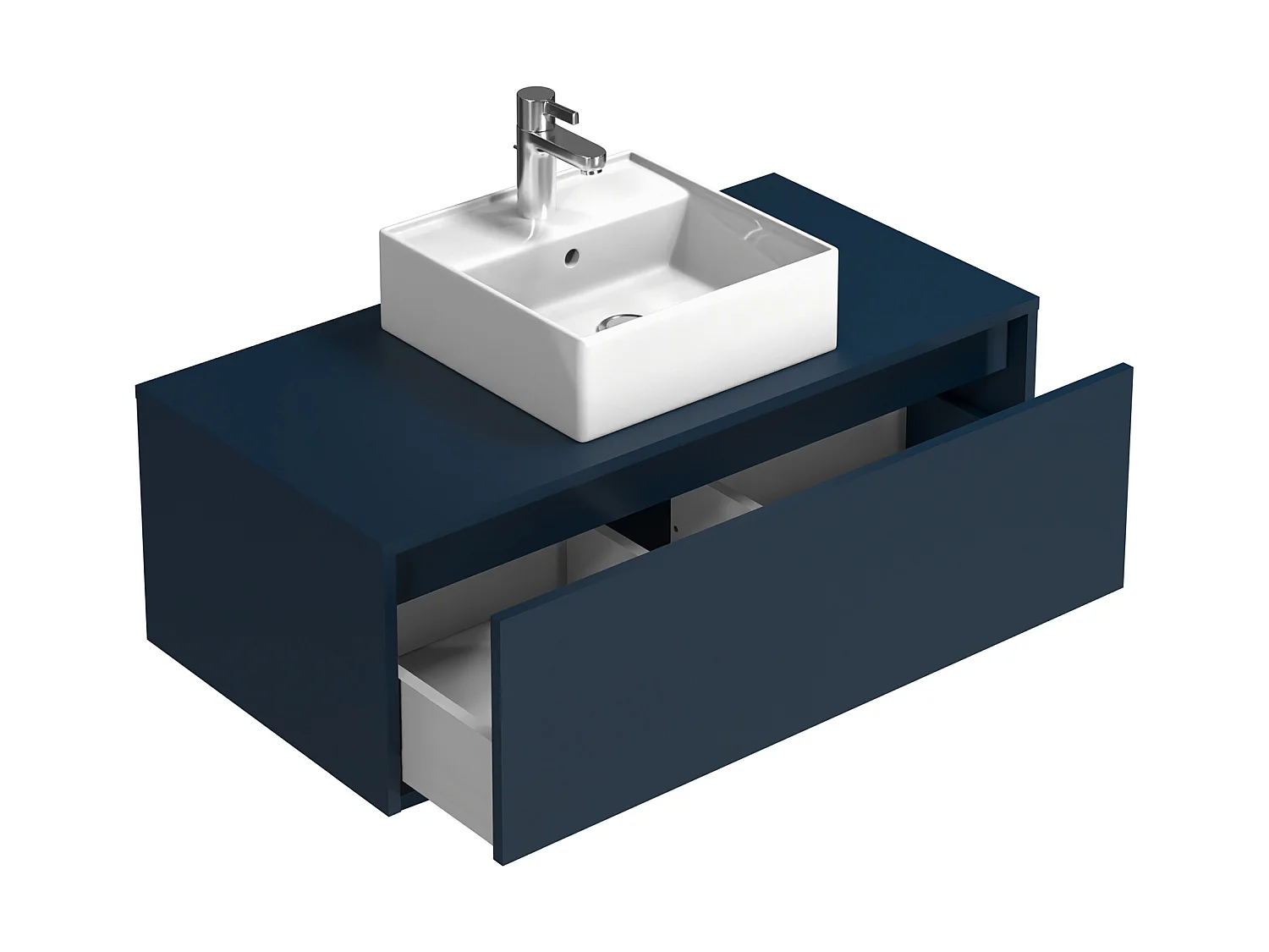 Mueble de baño flotante color azul noche con lavabo - 94 cm - TEANA II