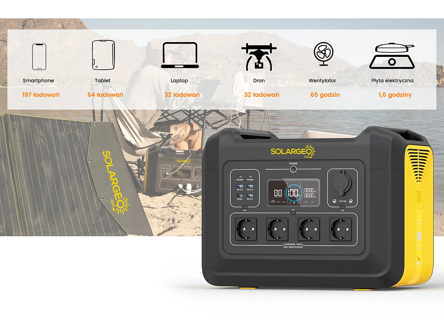 Akumulator przenośny - Poj. 2232 Wh - 2400 W - ELECFULL