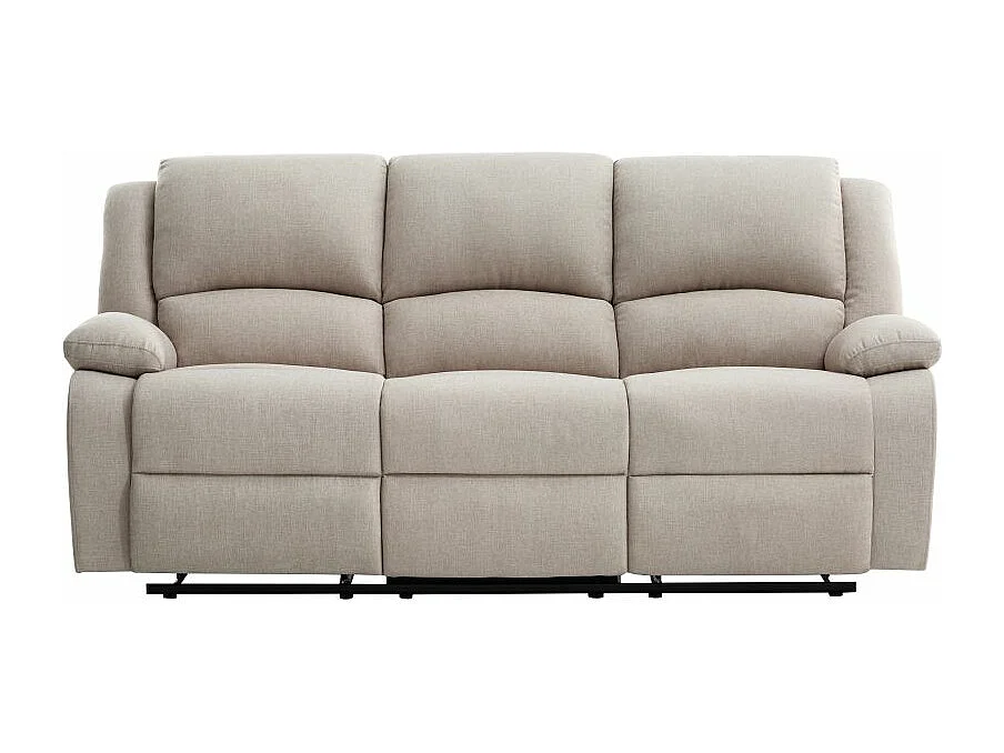 Canapé Relaxation manuel 3 places Léo en Tissu - Beige - L193 x P93 x H96cm - Loungitude