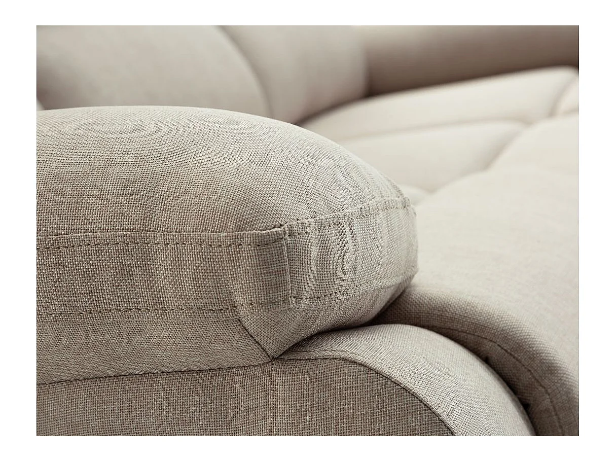 Canapé Relaxation manuel 3 places Léo en Tissu - Beige - L193 x P93 x H96cm - Loungitude