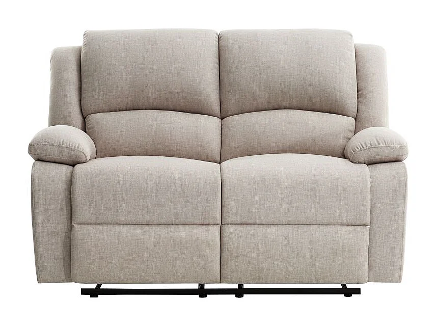 Canapé Relaxation manuel 2 places Léo en Tissu - Beige - L143 x P93 x H96cm - Loungitude