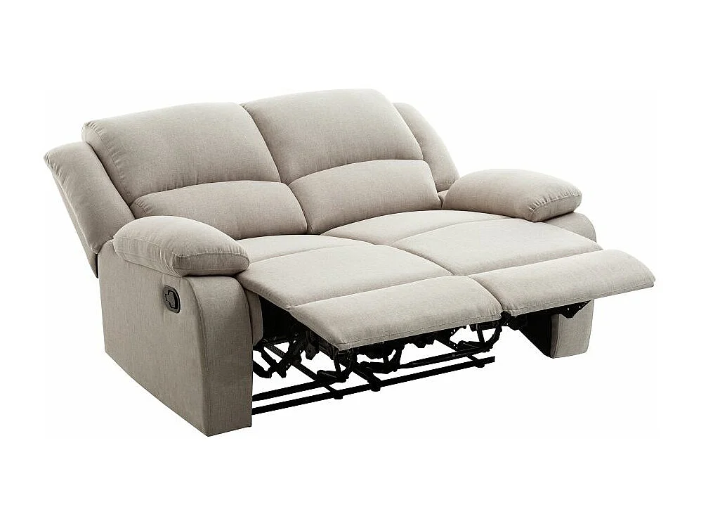 Canapé Relaxation manuel 2 places Léo en Tissu - Beige - L143 x P93 x H96cm - Loungitude