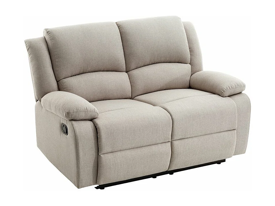 Canapé Relaxation manuel 2 places Léo en Tissu - Beige - L143 x P93 x H96cm - Loungitude