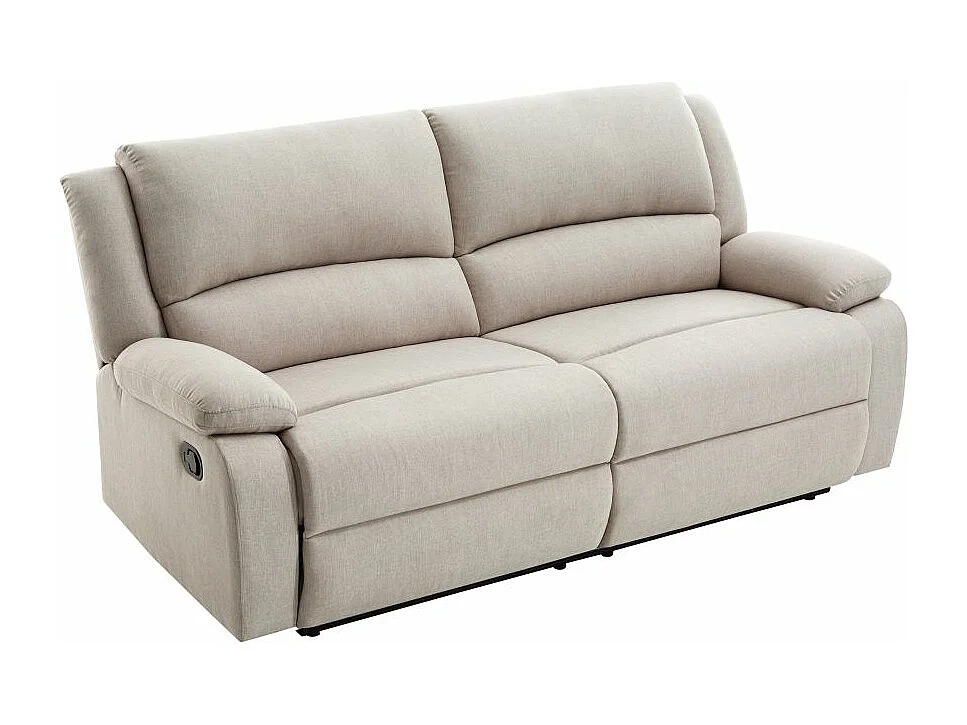 Canapé relax manuel 3 places avec 2 assises XXL Léo en tissu - Beige - L193 x P93 x H96cm - Loungitude