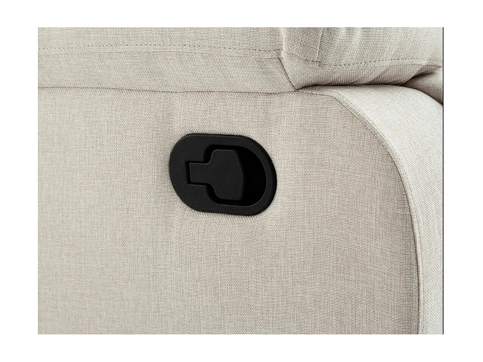 Canapé relax manuel 3 places avec 2 assises XXL Léo en tissu - Beige - L193 x P93 x H96cm - Loungitude