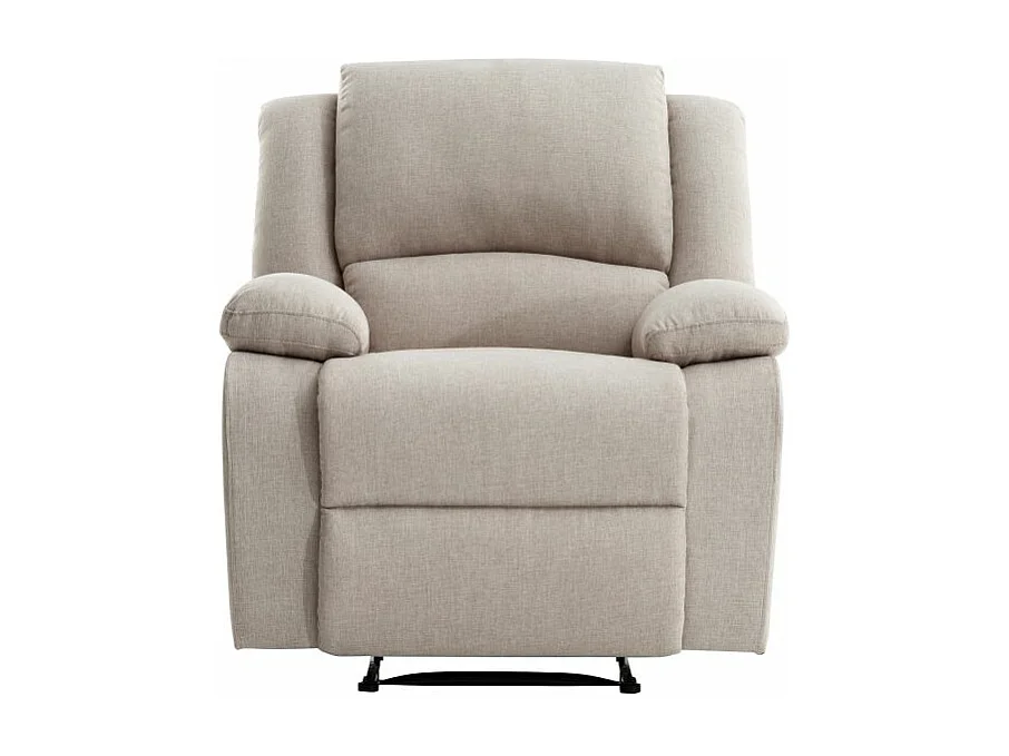 Fauteuil Relaxation manuel Léo en Tissu - Beige - L88 x P93 x H96cm - Loungitude