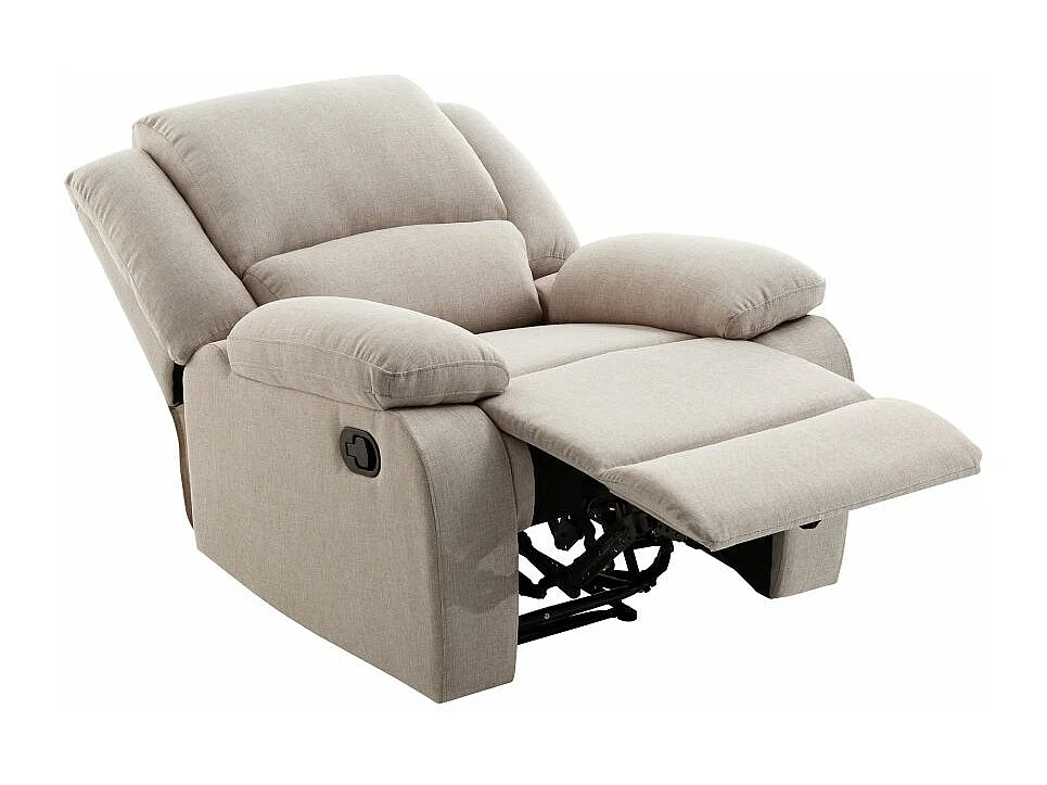 Fauteuil Relaxation manuel Léo en Tissu - Beige - L88 x P93 x H96cm - Loungitude