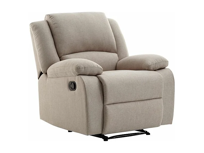 Fauteuil Relaxation manuel Léo en Tissu - Beige - L88 x P93 x H96cm - Loungitude