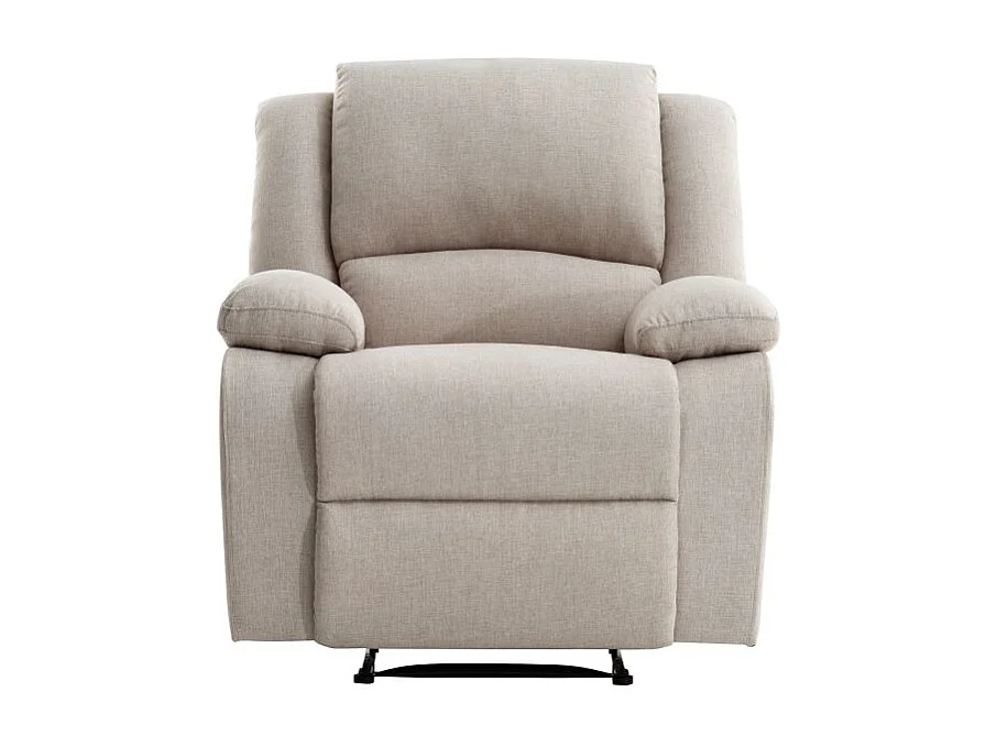 Fauteuil Relaxation manuel Léo en Tissu - Beige - L88 x P93 x H96cm - Loungitude
