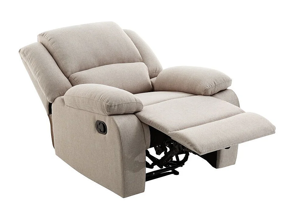 Fauteuil Relaxation manuel Léo en Tissu - Beige - L88 x P93 x H96cm - Loungitude