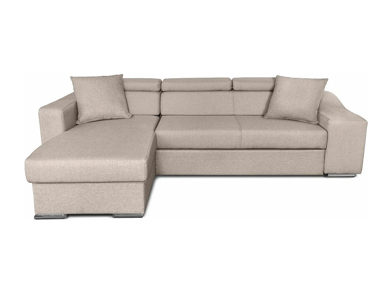 Canapé d'angle Gauche Elona Convertible en Tissu - Beige - L264 x P162 x H75cm - Loungitude