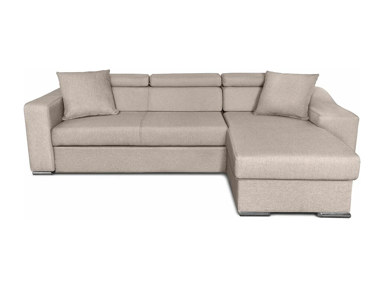 Canapé d'angle Gauche Elona convertible en Tissu - Beige - L264 x P162 x H75cm - Loungitude