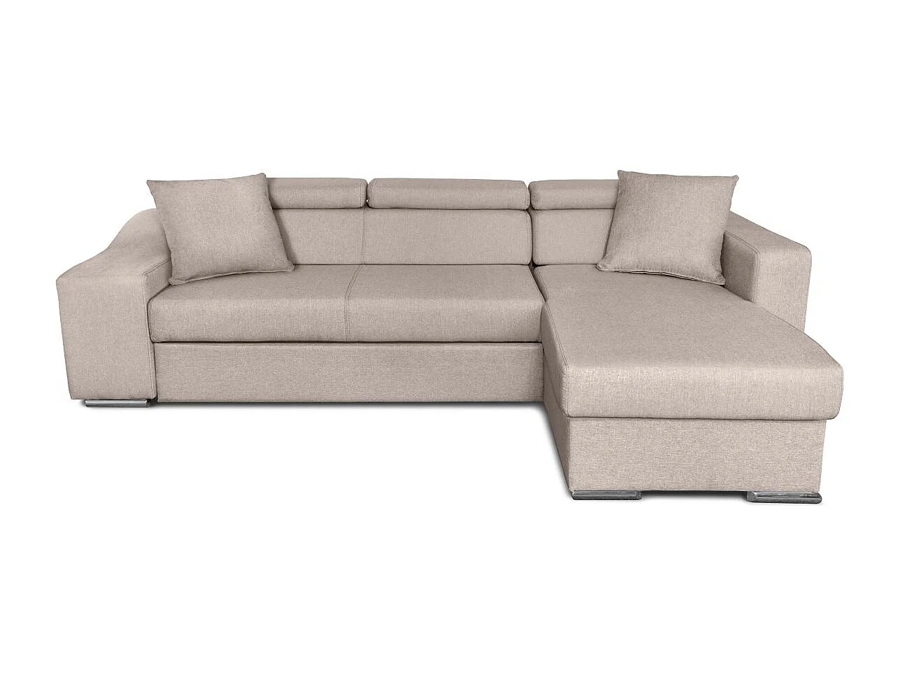 Canapé d'angle Droit Elona convertible en Tissu - Beige - L264 x P162 x H75cm - Loungitude