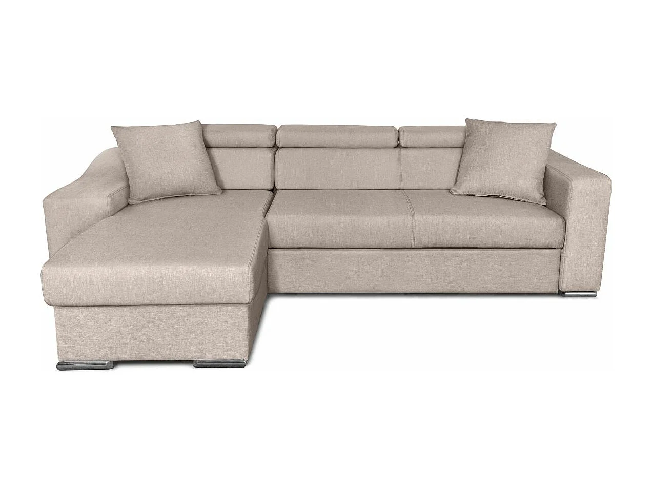Canapé d'angle Droit Elona convertible en Tissu - Beige - L264 x P162 x H75cm - Loungitude