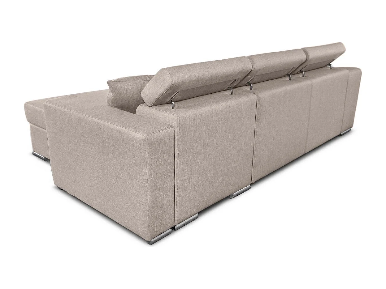 Canapé d'angle Droit Elona convertible en Tissu - Beige - L264 x P162 x H75cm - Loungitude