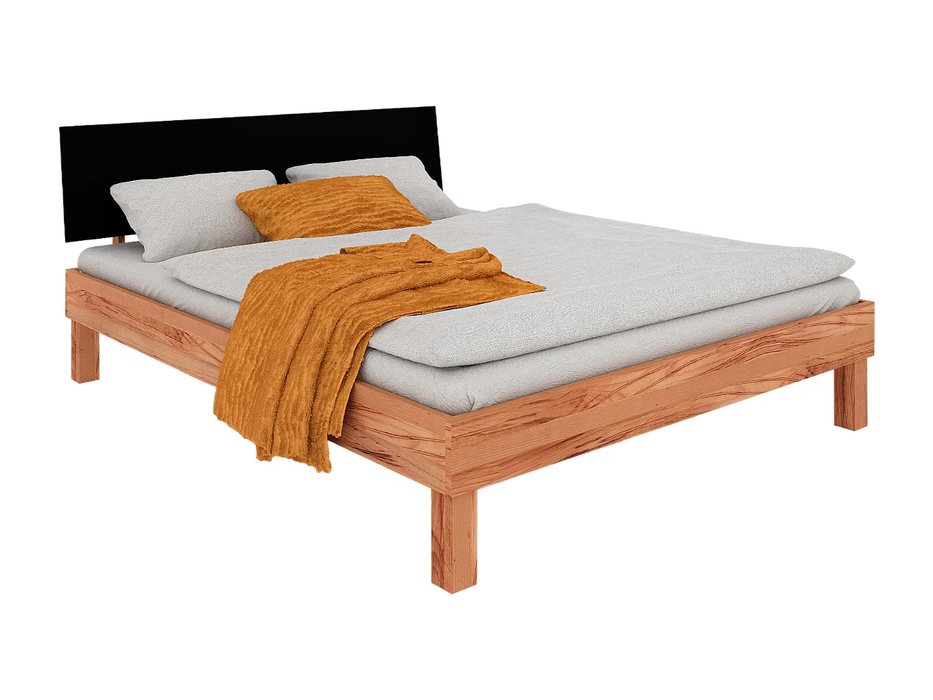 VIGO - Bett  mit Kopfteil aus MDF 80x200 aus Kernbuche, naturgeölt