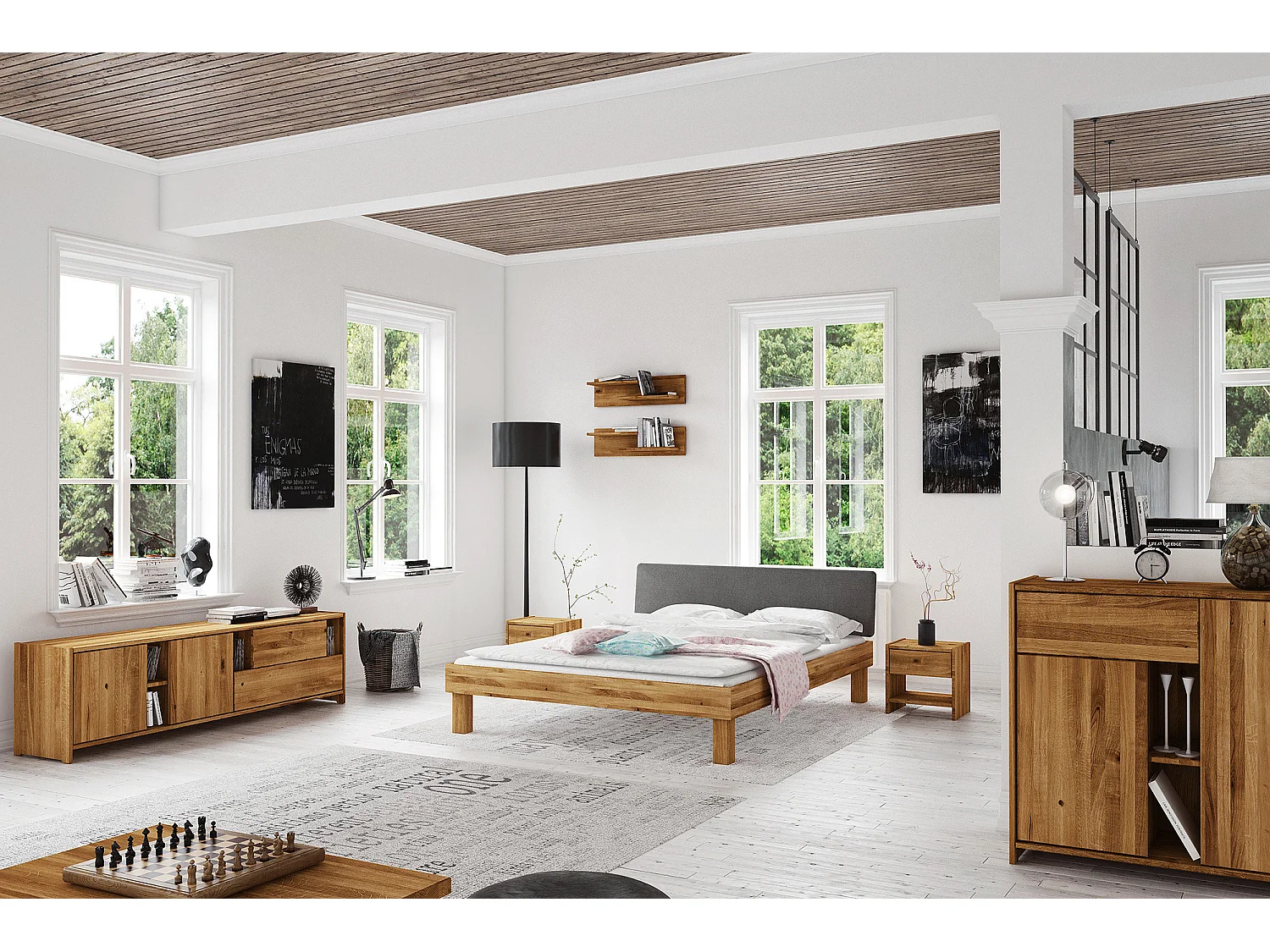 VIGO - Bett 160x200 aus Wildeiche, naturgeölt