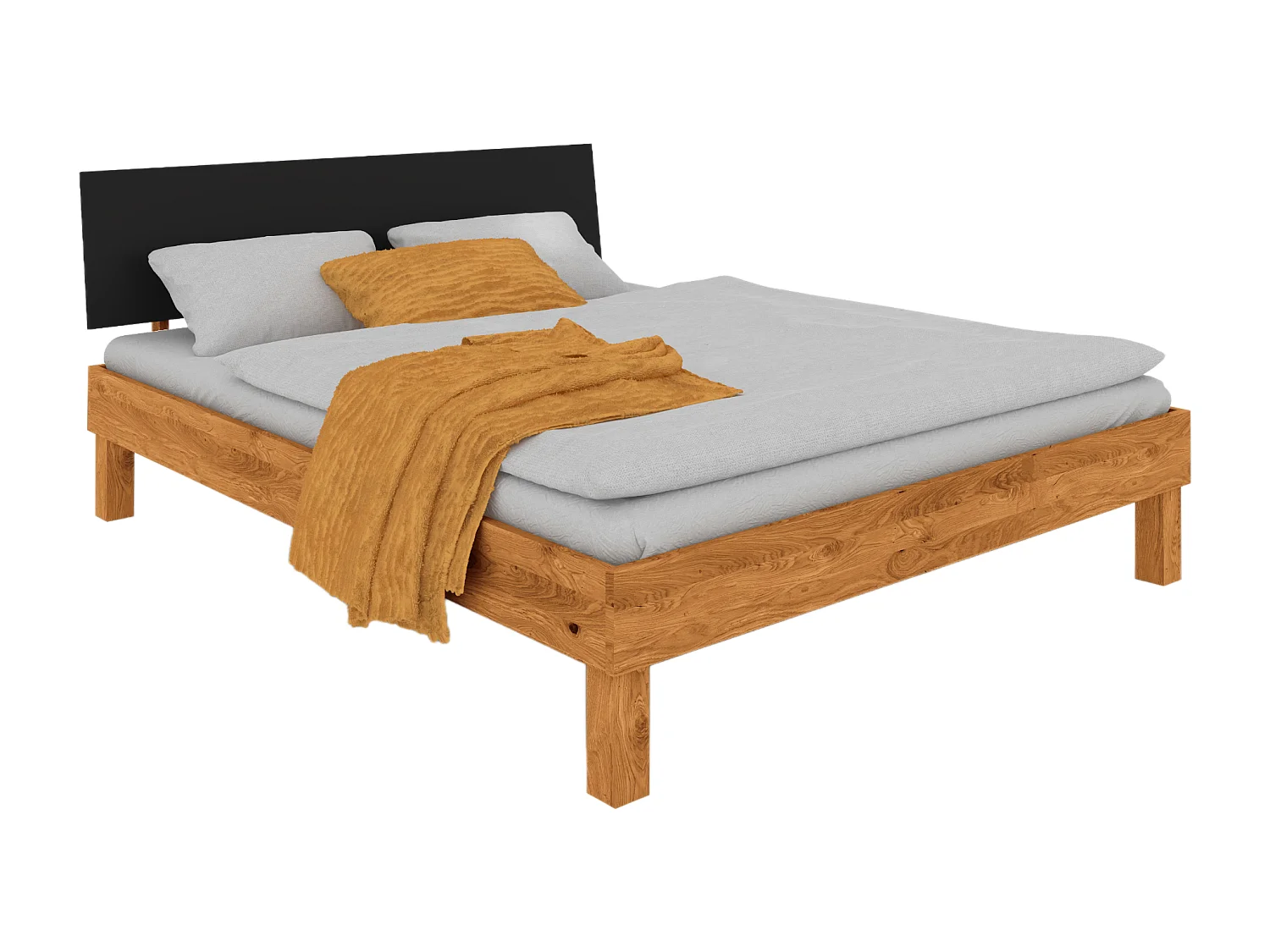 VIGO - Bett  mit Kopfteil aus MDF 140x200 aus Wildeiche, naturgeölt