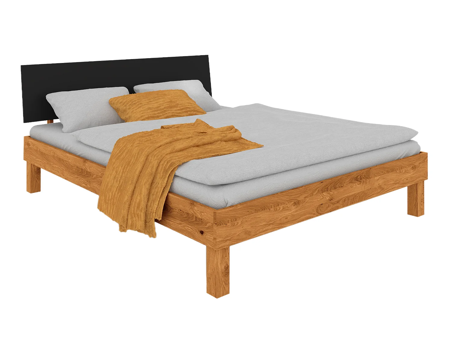 VIGO - Bett  mit Kopfteil aus MDF 80x200 aus Wildeiche, naturgeölt