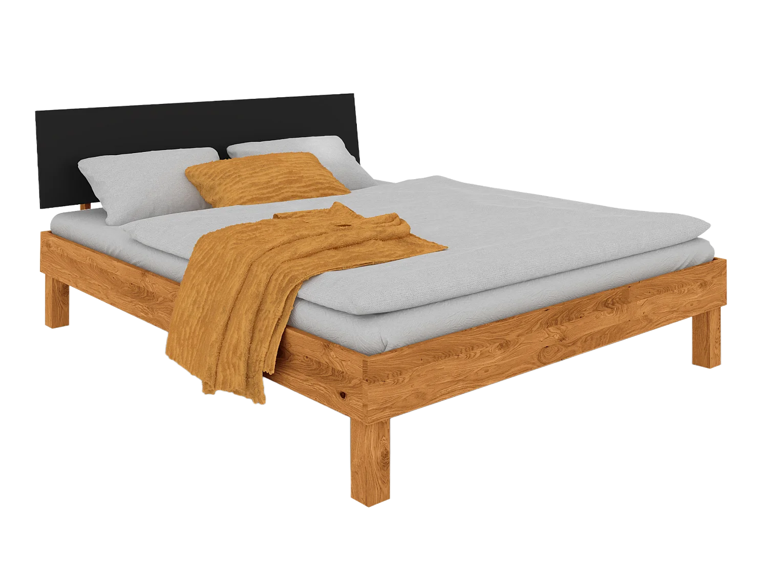 VIGO - Bett  mit Kopfteil aus MDF 200x200 aus Wildeiche, naturgeölt