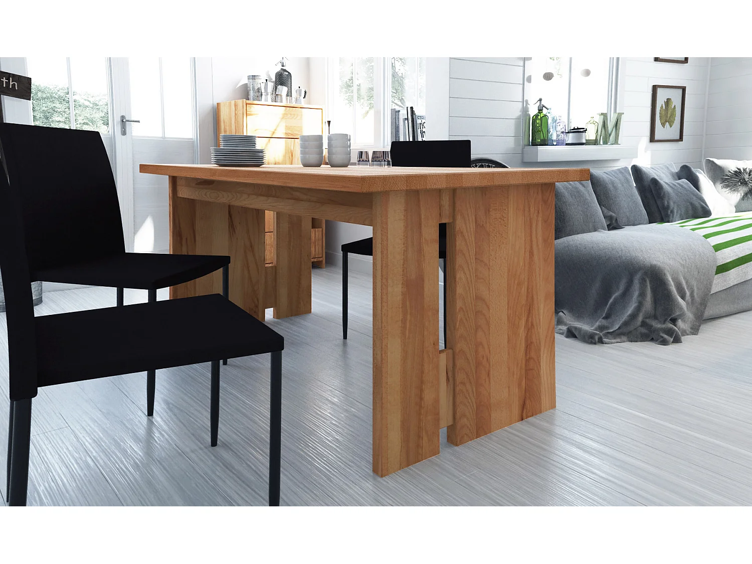 VIGO - Esstisch mit Ausziehfunktion  100x120 aus Kernbuche, naturgeölt