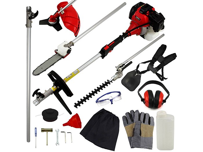 Tagliasiepi A Benzina, 52 Cc, 5 In 1 A Benzina Multifunzione Con Asta Telescopica (2,7 M), 8500 Giri/min E Lunghezza Di Taglio 40 Cm, Strumento - Foto 2
