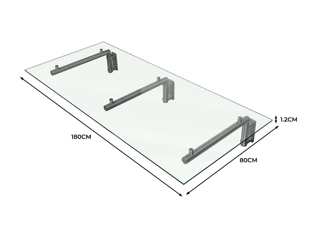 Canopé en Verre 180 cm x 80 cm avec Support