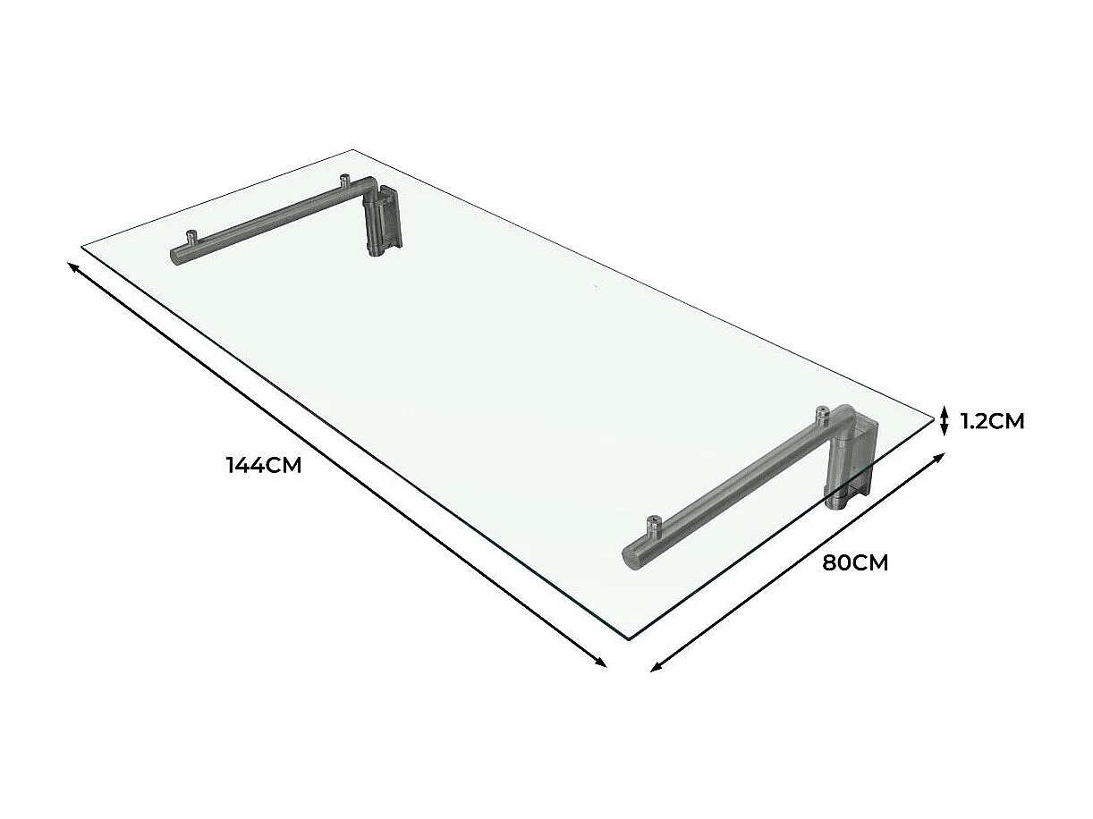 MonsterShop Glasvordach Vordächer Vordach Haustürüberdachung Canopy aus Glas 144cm B x 80cm T