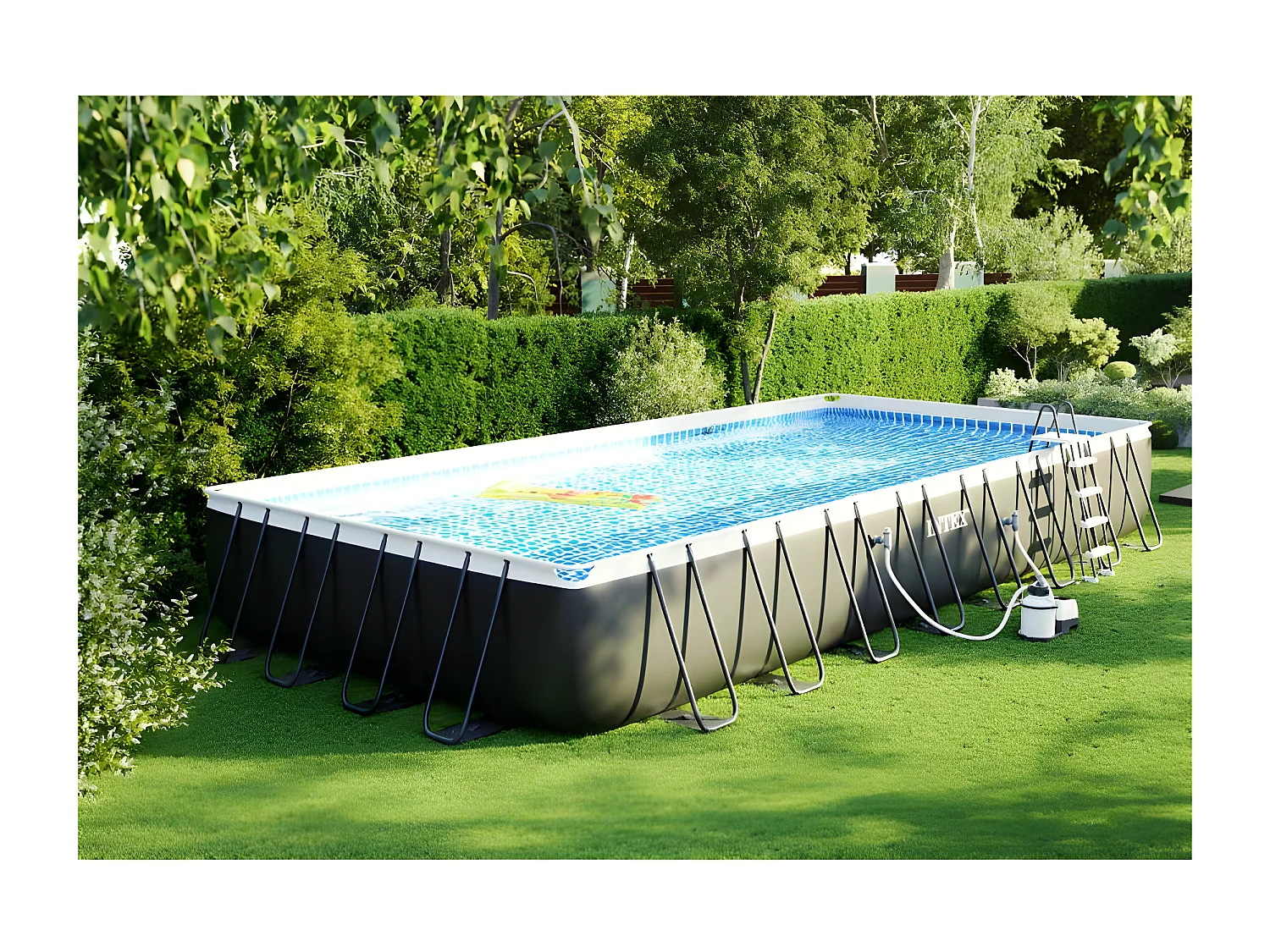 Gartenschwimmbecken 975x488x132 cm mit Pumpe, Leiter und Zubehör