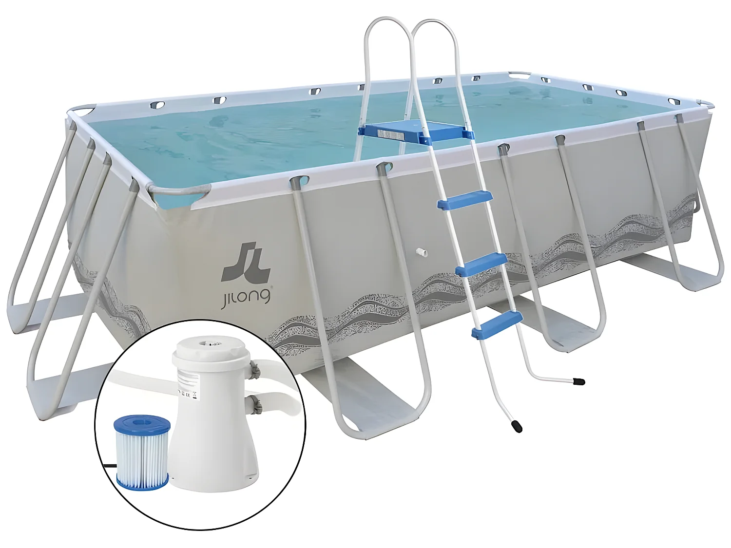 Piscina fuori terra con struttura 400x200x100 cm con scaletta e pompa filtro