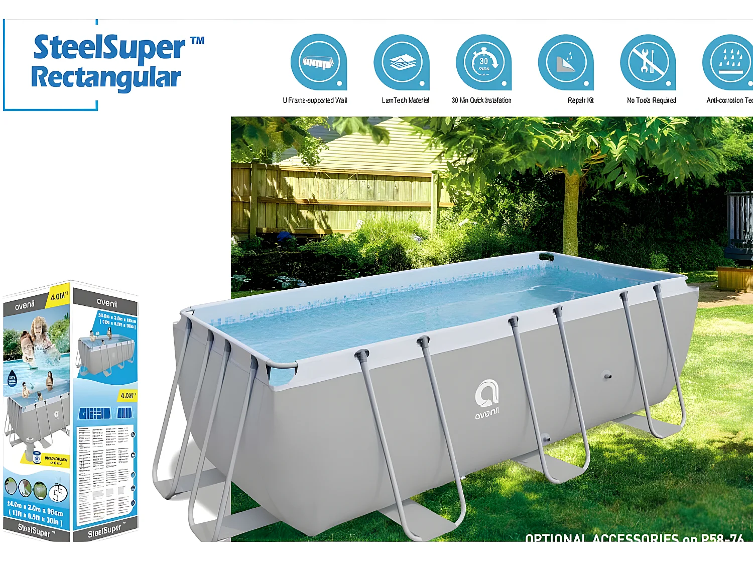 Piscina fuori terra con struttura 400x200x100 cm con scaletta e pompa filtro