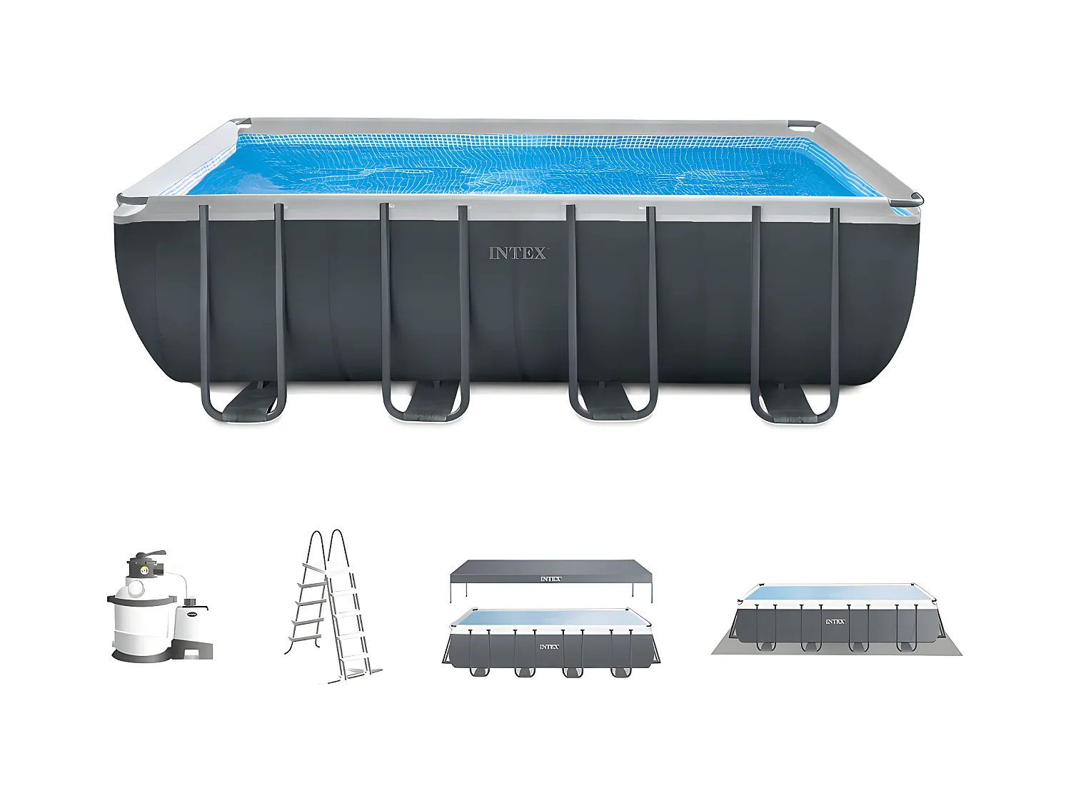 Piscine hors sol rectangulaire 549x274x132 cm avec pompe et accessoires