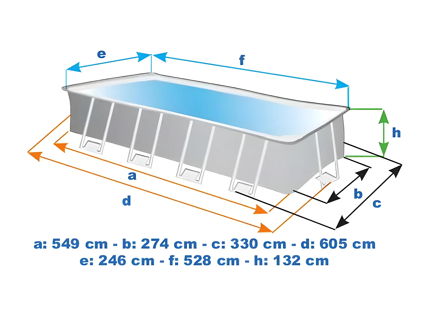 Rechteckiger Aufstellpool 549x274x132 cm mit Pumpe und Zubehör