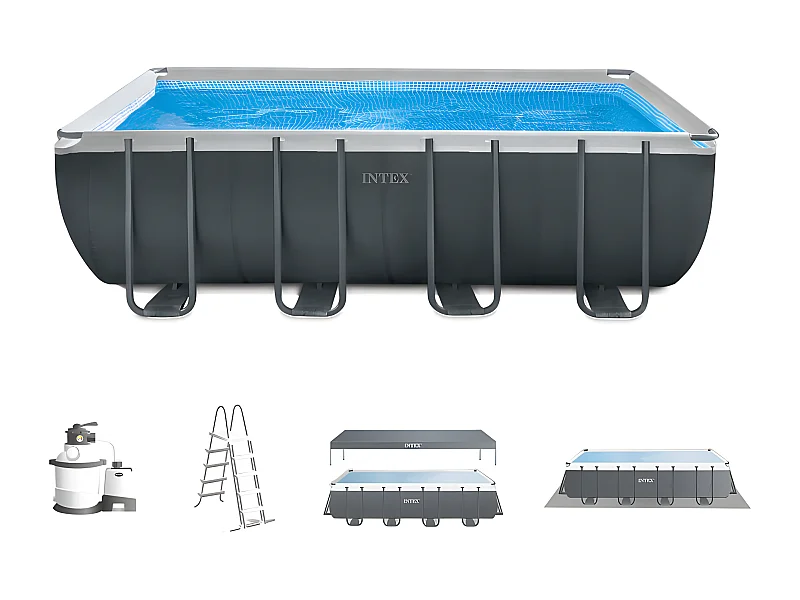 Piscina elevada rectangular 549x274x132 cm con bomba y accesorios