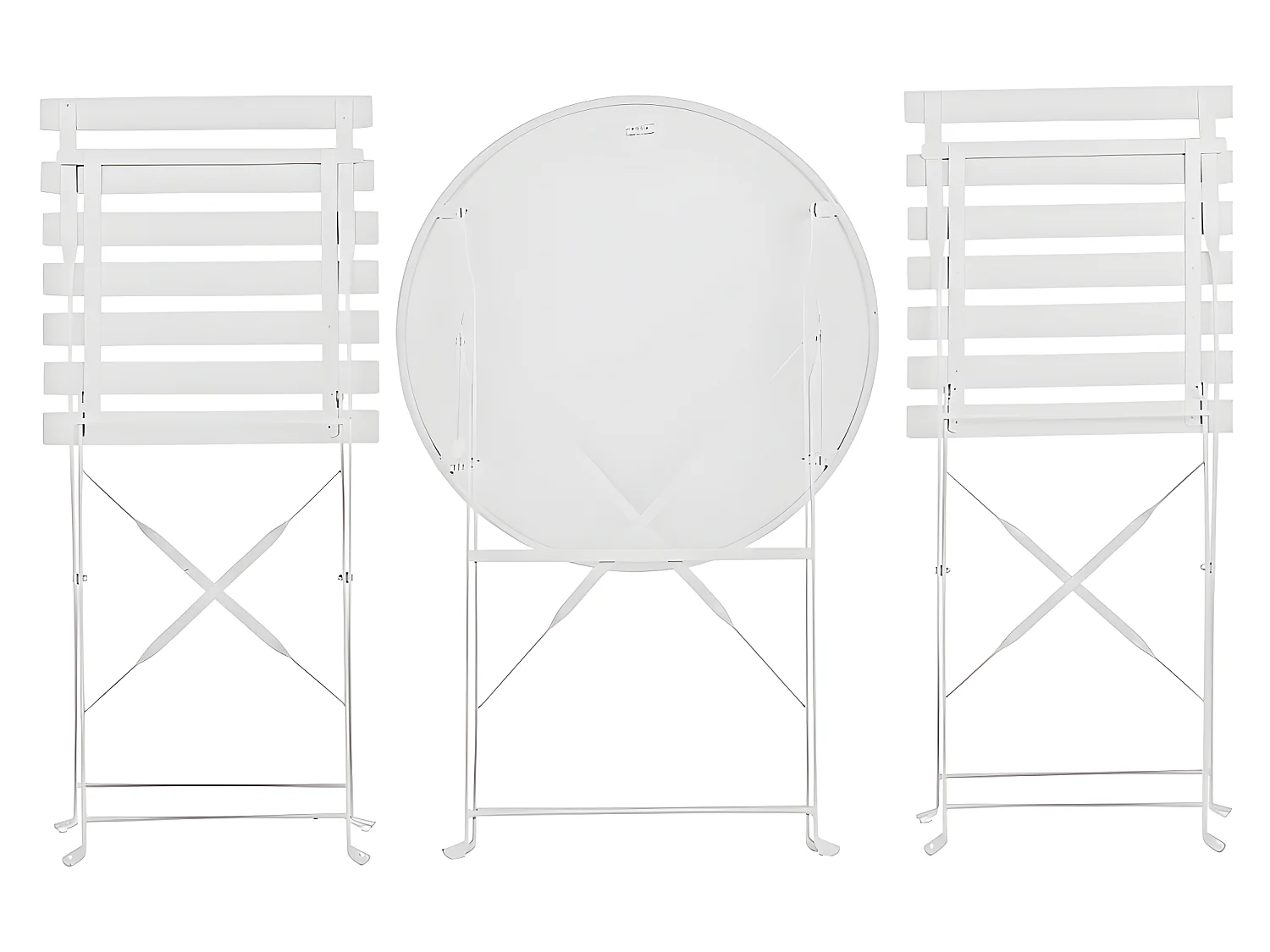 Estosa - Set tavolino e sedie da esterni in acciaio richiudibili Dalia bianco