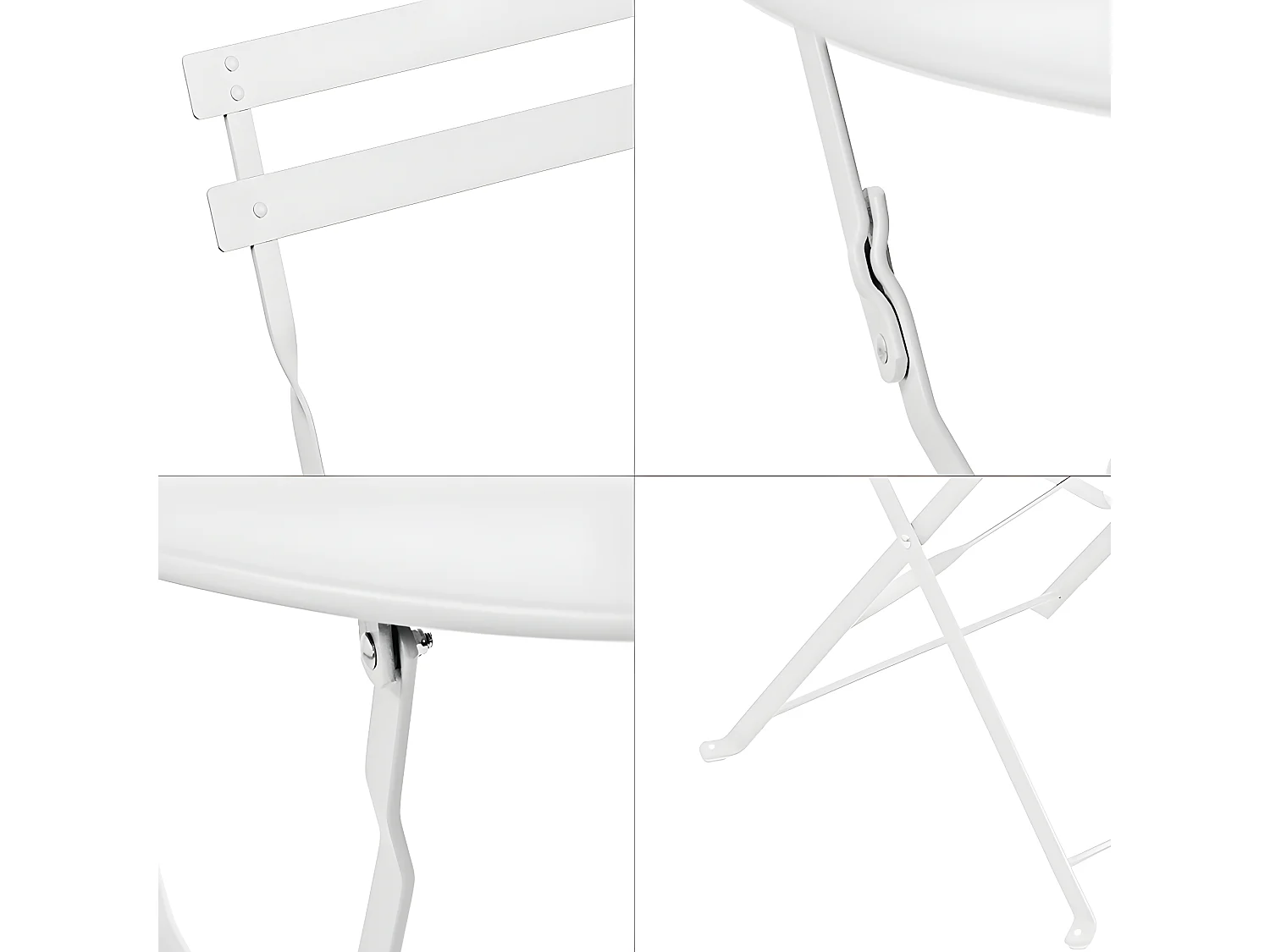 Estosa - Set tavolino e sedie da esterni in acciaio richiudibili Dalia bianco