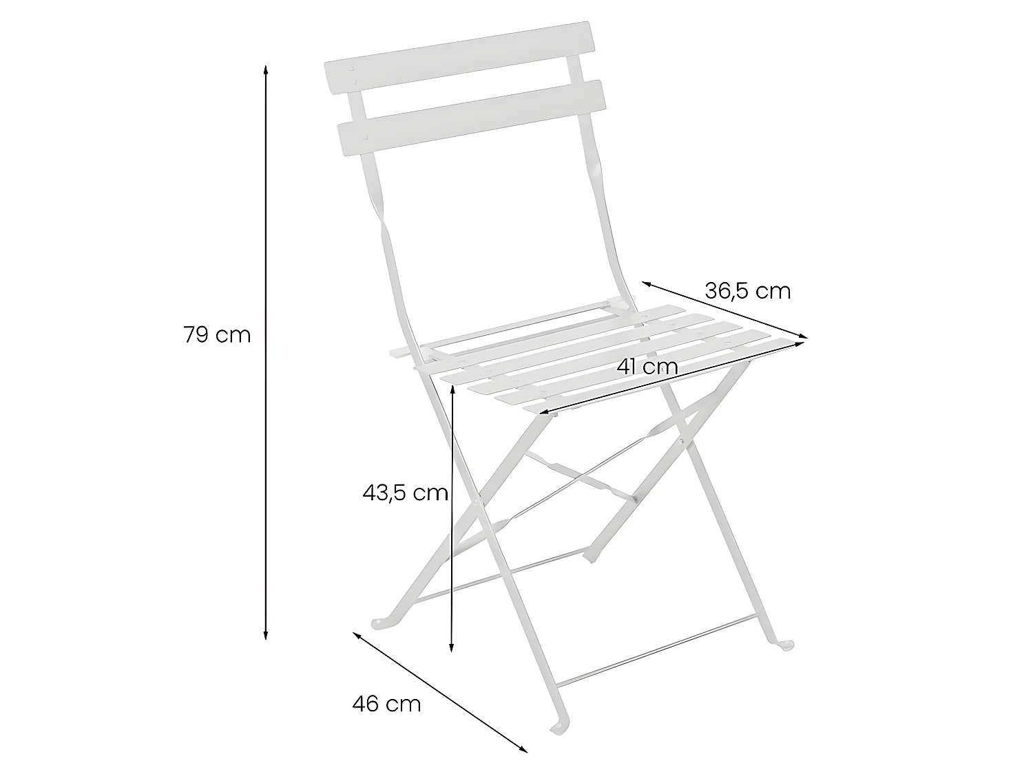Estosa - Set tavolino e sedie da esterni in acciaio richiudibili Dalia bianco