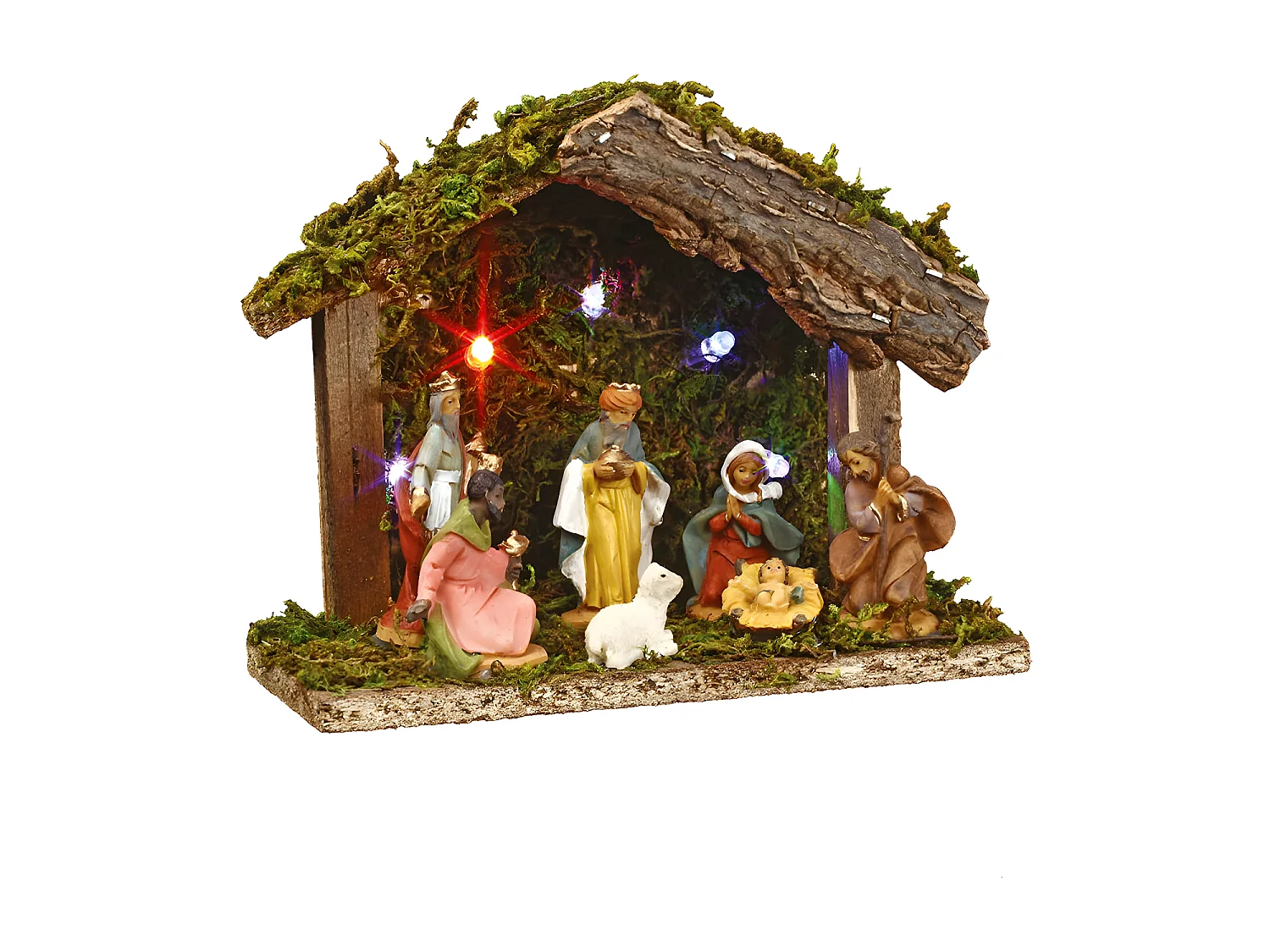 Crèche de Noël Lumineuse "7 Santons" 18cm Multicolore