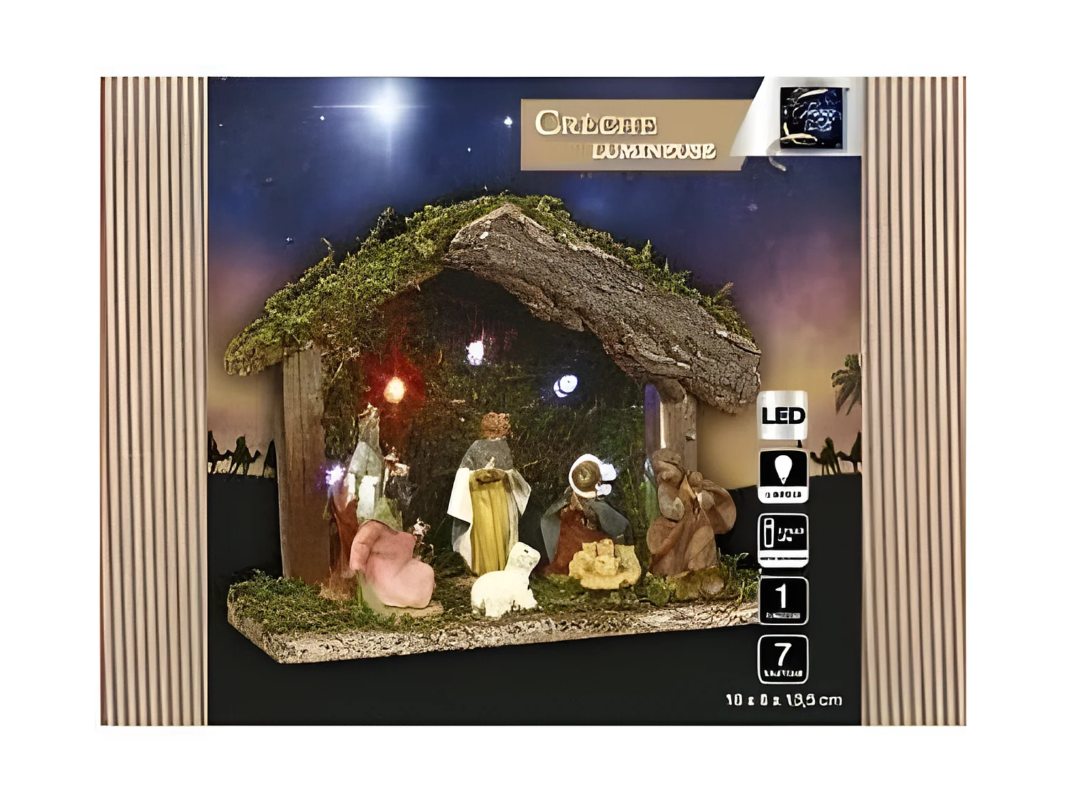Crèche de Noël Lumineuse "7 Santons" 18cm Multicolore