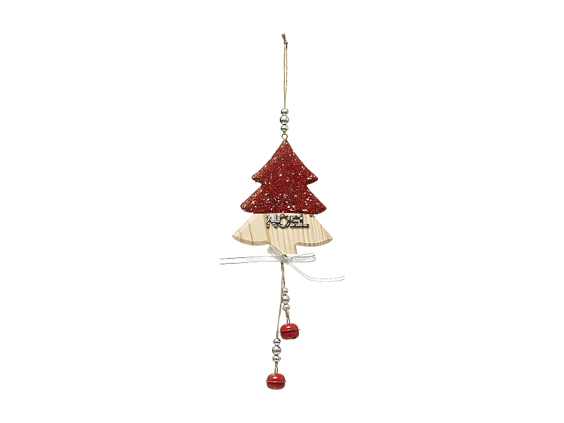 Sujet de Noël Déco "Sapin Long" 32cm Rouge