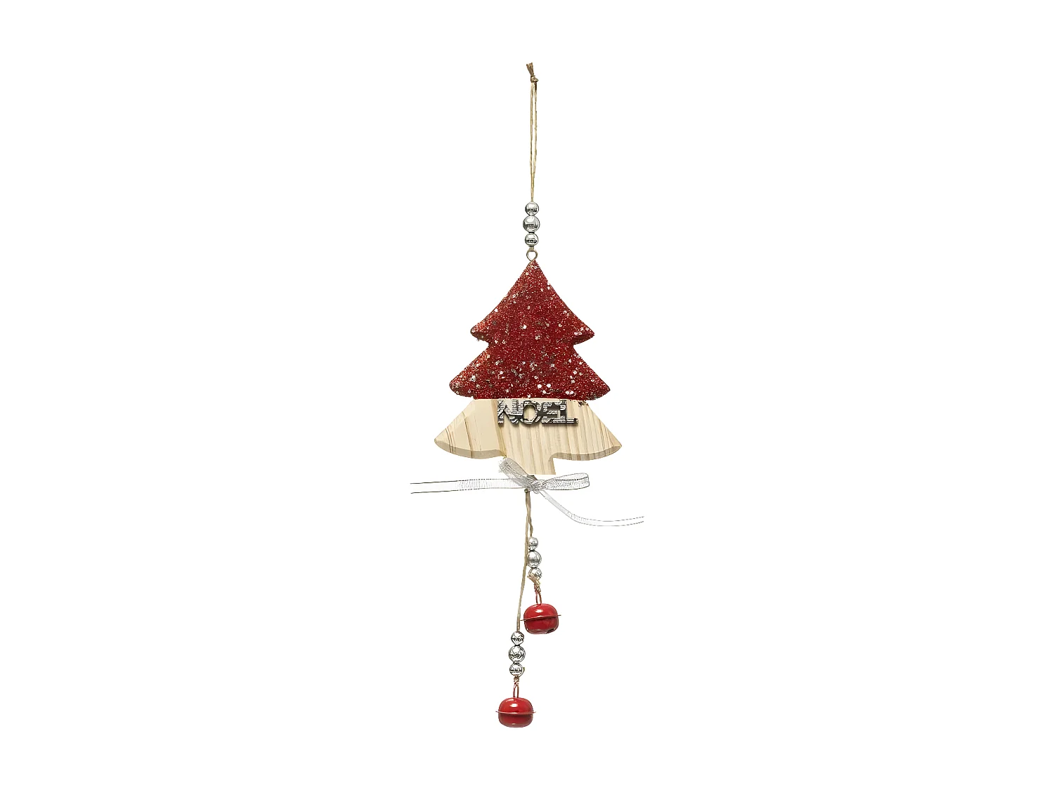 Sujet de Noël Déco "Sapin Long" 32cm Rouge