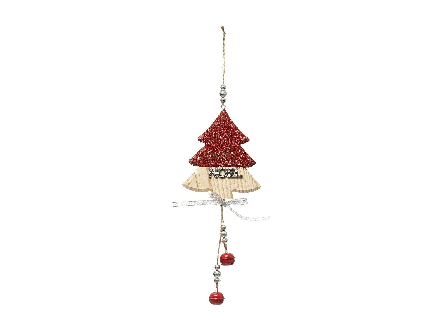 Sujet de Noël Déco "Sapin Long" 32cm Rouge