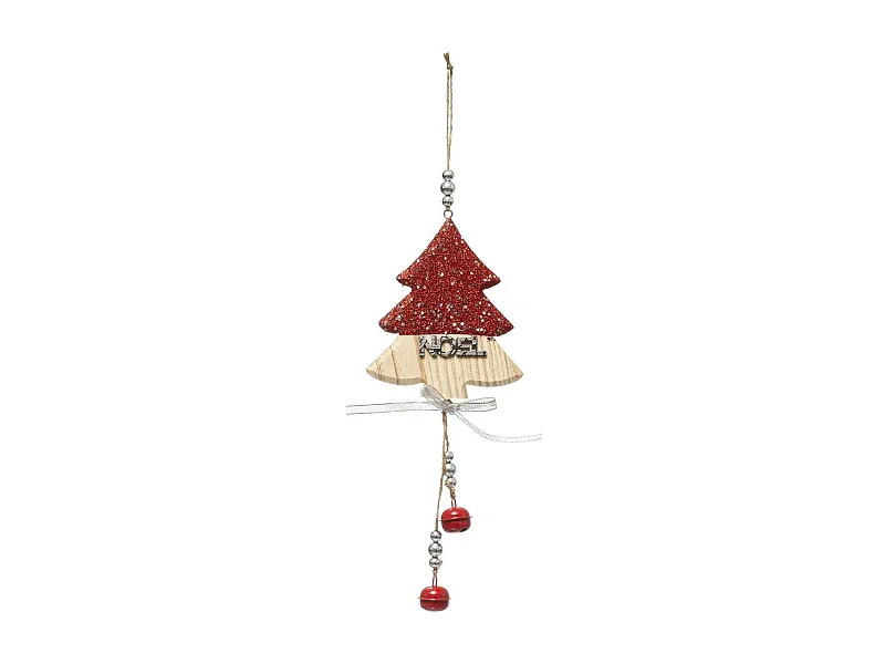 Sujet de Noël Déco "Sapin Long" 32cm Rouge