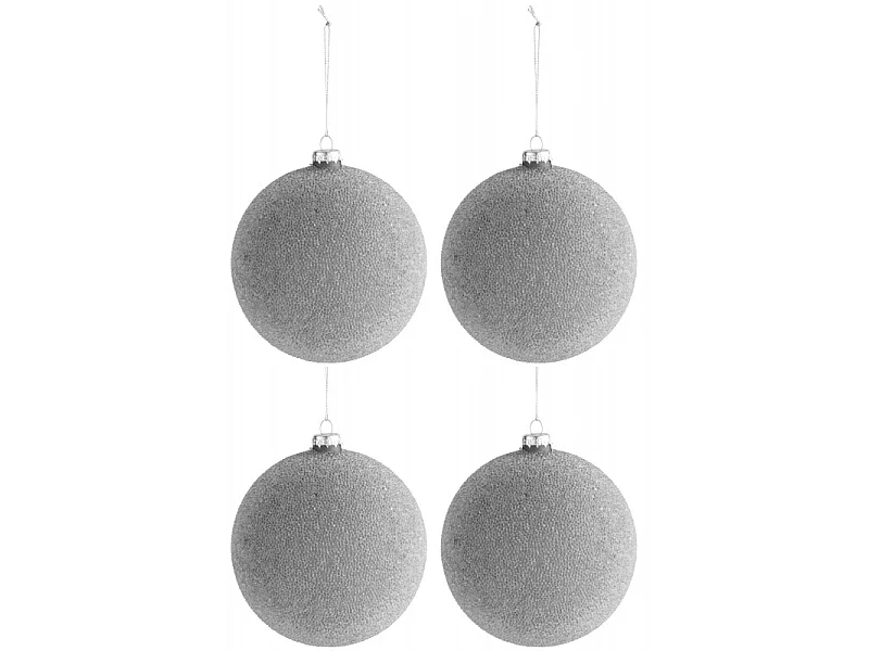 Lot de 4 Boules de Noël Design "Perles" 12cm Naturel