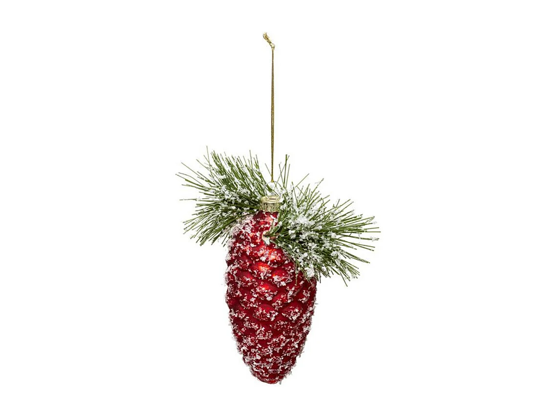 Sujet de Noël Pomme de Pin "Soir" 13cm Rouge