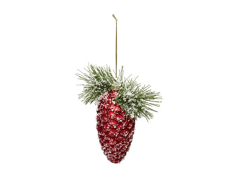 Sujet de Noël Pomme de Pin "Soir" 13cm Rouge