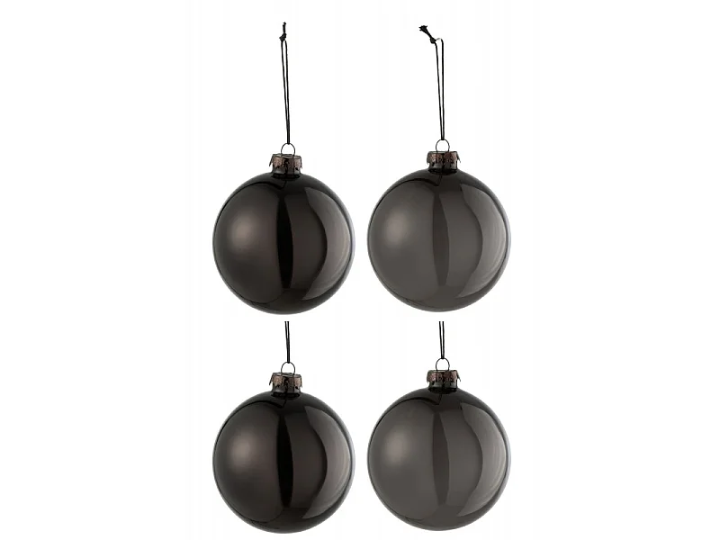 Scatola di 4 palline di Natale in vetro nero 10x10x10 cm