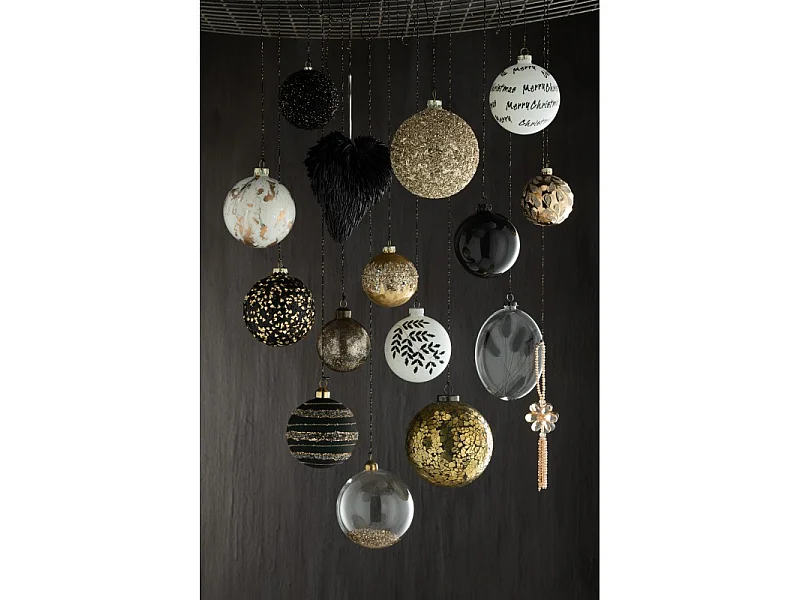 Scatola di 4 palline di Natale in vetro nero 10x10x10 cm