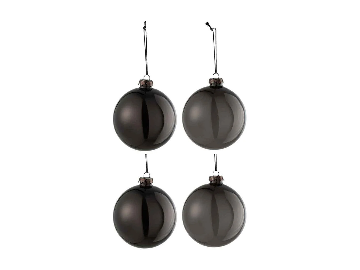 Lot de 4 Boules de Noël "Verre Épais" 10cm Noir